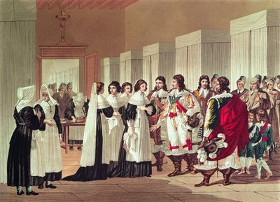 Begegnung zwischen Ludwig XIII. (1601-43) und Marie-Louise Motier de la Fayette (1615-65) im Hôtel-Dieu, Paris von Hippolyte Lecomte